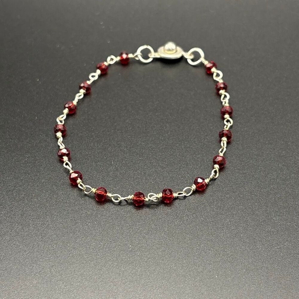 Garnet Bracelet, NEW, Handmade, Stackable, 9”